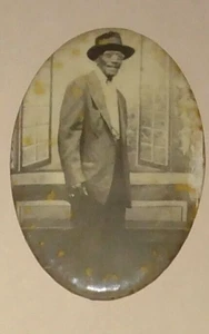 Antique 1920's Celluloid Photograph Pocket Mirror ~ Old African American Man - Picture 1 of 2