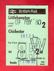 British Rail Ticket  Brs 2Nd Class Weekly   Littlehampton To Chichester 1980