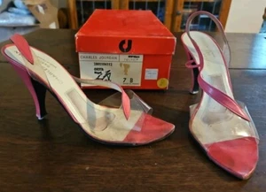 Vintage Charles Jourdan Pink Leather Heels 7 B France - Picture 1 of 16