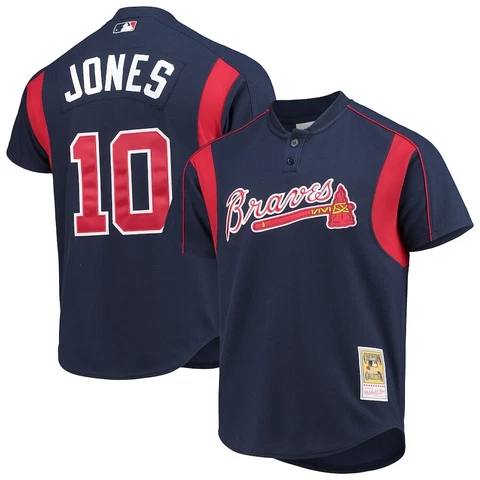 Atlanta Braves Chipper Jones Mitchell & Ness Navy 2003 Authentic Mesh BP Jersey Cover