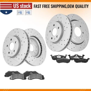 Rotor de frenos perforados delanteros traseros + juego de almohadillas de cerámica para Ford Expedition Navigator - Imagen 1 de 6