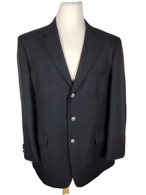 Bolzano Hombres Talla 46R Negro Super 100 Tela Plata Botones S41 Foto 1 de 4