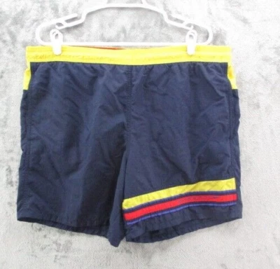 VTG 80s Speedo Swim Trunks Mens Medium Blue Yellow Red Diving Nylon Mesh Lined - Image 1 of 4