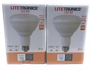 2pk -Litetronics LED BR BR30 BR Series LED 12W MED 120V NEW - Picture 1 of 5