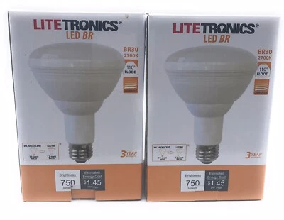 2pk -Litetronics LED BR BR30 BR Series LED 12W MED 120V NEW - Image 1 of 4