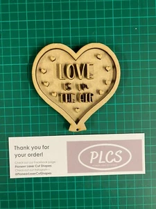 Heart Valentines Mdf Blank Balloon Love Is In Air - Picture 1 of 2