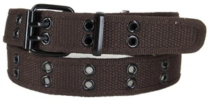 KIDS CHILDREN BOYS GIRLS 2 HOLES ROW GROMMETS Stitched Canvas Fabric Web Belt - Picture 1 of 15