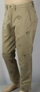 Polo Ralph Lauren khaki hellbraun Uni Fußball Bulldogge Schädel gerade Stretch neu mit Etikett - Bild 1 von 1