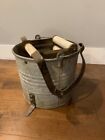 Vintage Mop Bucket Galvanized Metal Wood Wringer.