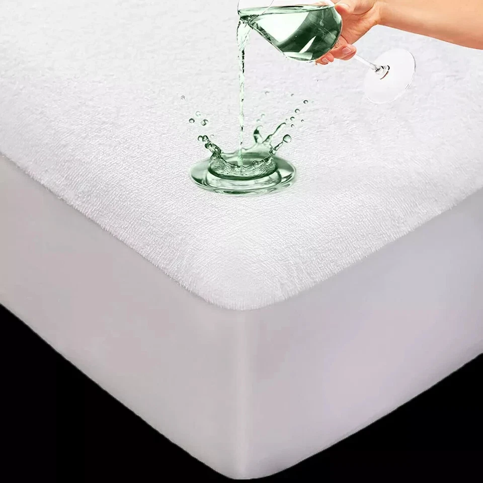 New Waterproof Terry Towel Mattress Protector Fitted Sheet Bed Cover All Sizes - Image 1 of 4