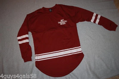 Sudadera Mujer BORGOÑA BLANCO Jersey ME? ¿SARCÁSTICO? NUNCA. Dobladillo redondo XS 0-2 Foto 1 de 2