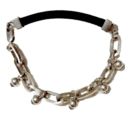 Bracciale Anni'90  Arg.925 e Caucciù - Immagine 1 di 3