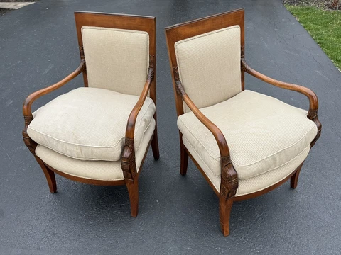 Pair Of Italian Regency Dolphin Carved Bloomingdale Trianon Collection Armchairs Cover