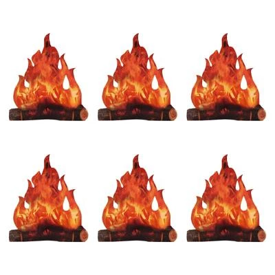6x 3D Decorative Cardboard Campfires Artificial Flame Campfires Centerpiece - Image 1 of 4