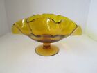 Bischoff Art Glass AMBER GOLD Controlled Bubble Ruffled Compote Wayne Husted 6”