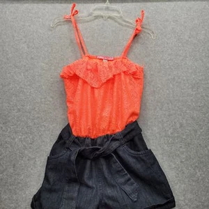 Pink House Kids Size 10-12 Black and Red Denim String Dress - Picture 1 of 10