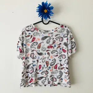 Unbranded Paisley Cropped Crew Neck Top Sz Small - Picture 1 of 1
