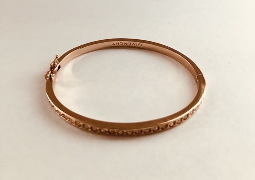 Bracciale Cerniera Firmato GIVENCHY Cristallo Strass Tono Oro Rosa