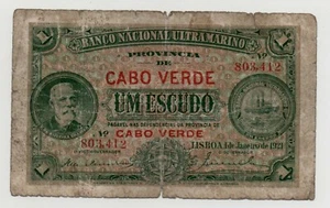 CAPE VERDE PORTUGAL 1 ESCUDO 1921 PICK 32 LOOK SCANS - Picture 1 of 2