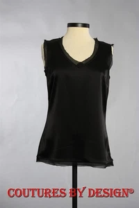 St John Strick Liquid Satin Top Tank Shell Kaviar schwarz Gr. Small neu mit Etikett UVP $ 395 - Bild 1 von 2