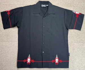 Dragonfly Clothing Company Men's Vtg Embroidered Skulls Short Sleeve Size Large - Picture 1 of 7