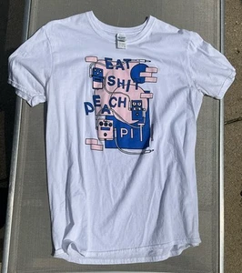 Camiseta Peach Pit Band Grande L Blanco Algodón Gráfico Tour Mercancía Oficial Comer Sh*t - Imagen 1 de 3