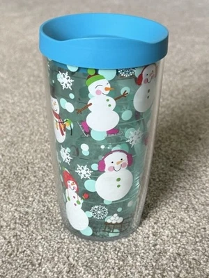 Muñeco de nieve copos de nieve arrojado azul Tervis vaso 16 oz con tapa Foto 1 de 4