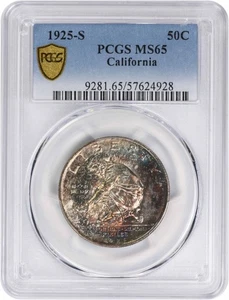 California Commemorative Silver Half Dollar 1925-S MS65 PCGS Toned - Picture 1 of 4