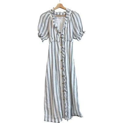 Платье женское Anthropologie Pilcro размер 4 маленькое белое черное пухлое коттедж богемное - Изображение 1 из 4