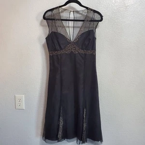 Whimsigoth Babydoll Dress Women 8 Black Silver Satin Mesh Halter Fairy Grunge - Bild 1 von 15