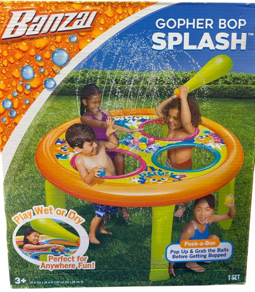 Banzai Inflatable Gopher Bop Sprinkler Summer Party Water Game Backyard & Beach