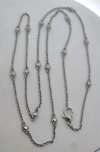Sterling Silver Judith Ripka Retired Classic Cable Necklace with CZs 36" Long - Picture 1 of 8