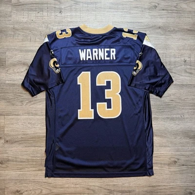 Vintage Reebok St. Louis Rams Kurt Warner #13 Jersey Size Large Navy - Image 1 of 4