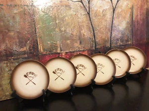 6 Vintage Embassy Restaurant Ware Western Grill Chef BBQ Salad PLATE Airbrush 8" - Picture 1 of 11