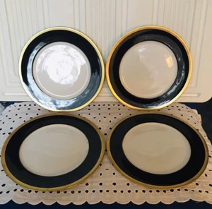 4 Brand NEW Haviland “Laque de Chine” Noir, Limoges Luncheon Plates, 8.75” Diam. - Picture 1 of 9
