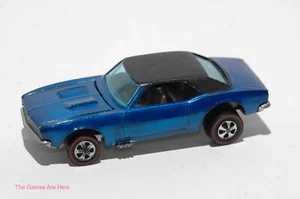 Custom Camaro w Button Hot Wheels Redline Blue w Black Roof - Mattel 1967 - Picture 1 of 20