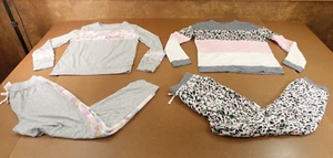 BCBG Girls Large (14/16) Gray Pink Animal Print Fleece 4 Piece Pajama Set NWT - Picture 1 of 10