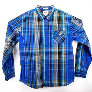 Camisa para hombre Levi's talla grande manga larga abotonada azul/blanco/dorado/verde azulado a cuadros - Imagen 1 de 7