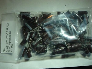 80x 470uF 16V 105°C ESR=0,1 ELKO Nippon radial #1-44/7#13e - Imagen 1 de 8