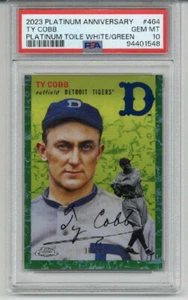 2023 TOPPS CHROME PLATINUM ANNIVERSARY TOILE WHITE GREEN TY COBB /99 PSA 10 RARE - Picture 1 of 2