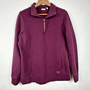 Sudadera acolchada L.L Bean para mujer grande alta 1/4 cremallera suéter borgoña acogedora - Imagen 1 de 11