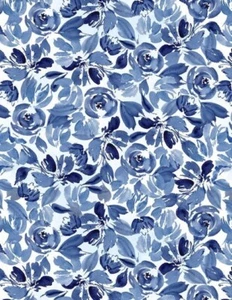 Dreaming In Blue By Wilmington Prints - White Packed Flowers #36271-140 - Picture 1 of 1