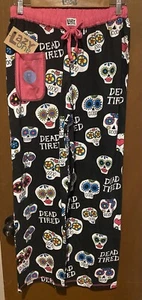 XS NEW Lazy One PJ Lounge Pants DEAD TIRED Sugar Skull PJs Uni NWT Free Ship - Picture 1 of 7