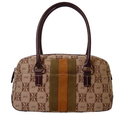 New Tempo by Leonello Borghi Signature Leather Trim Satchel Bag Handbag - Image 1 of 4