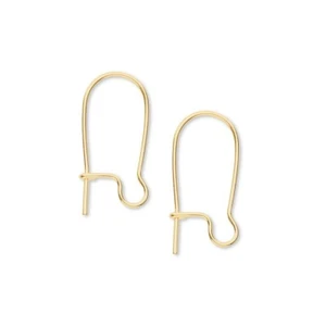 Gold 14K Plated Brass 18mm Kidney Earwires Earring Hooks Findings 10 pcs - Picture 1 of 1
