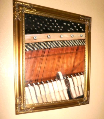 Pintura al óleo para piano original 16x20 pianista músico música martillos y cuerdas Foto 1 de 3