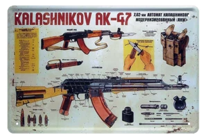 "Targa in lamiera ""Kalashnikov AK-47"" 20 x 30 cm" - Foto 1 di 4