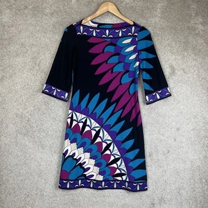 Donna Morgan Dress Womens 2 Blue Purple 3/4 Sleeve Stretch Pullover- 2891 - Picture 1 of 10