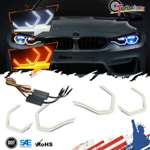 Set of (4) 540-SMD Concept M4 Iconic Style LED Angel Eye W/Relay Wiring Fits BMW