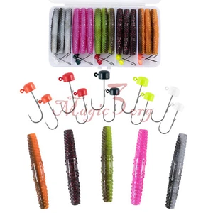 41 pezzi Ned Rig Jig Head gamberi worm lures kit funghi plastica morbida esche basso - Foto 1 di 25